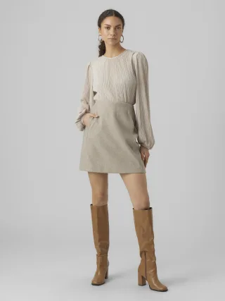 VERO MODA - VMFORTUNEALLISON HW SHORT SKIRT GA NOOS silver mink - Gr. - XS