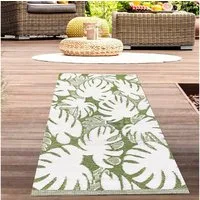 Carpetia Outdoorteppich Recyclebarer wasserfester Outdoor-Teppich in grün creme, rechteckig