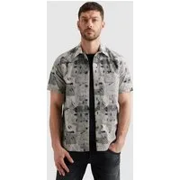 PME LEGEND Kurzarmhemd Short Sleeve Shirt Print on cotton slub mit All-Over Print