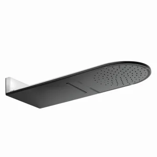 Kludi A-QA Kopfbrause Regen/Schwall abgerundet 300mm breit mattschwarz/chrom, 6488087-00 6488087-00
