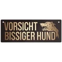 speecheese Metallschild Vorsicht bissiger Hund Metallschild L in 10,5x28cm XL Holen Sie sich