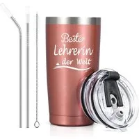 LuxusKollektion Coffee-to-go-Becher Lehrerin Abschiedsgeschenk Thermobecher Dankeschön 600ml Roségold