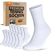 sockenkauf24 Tennissocken Herren Sportsocken Premium Retro Crew Socken mit Komfortbund (12-Paar) verstärkte Ferse & Fußspitze, gepolsterte Sohle, gekämmte Baumwolle