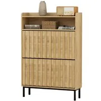 UEV Schuhschrank mit 2 Klappen Schuhregal Schukipper schmal platzsparend (Modern Schuhaufbewahrung mit Oberplatte Platzsparend, Anti-Kipp-Vorrichtung für Eingangsbereich Flur Diele) verstellbare Trennwand für verschiedene Schuhtypen