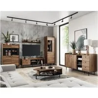 Lomadox Wohnzimmer-Set VAREDO-132, (Mega-Spar-Set, 6-St., 6-tlg), mit Couchtisch und Sideboard in Eiche Nb. im angesagten Vintage Design