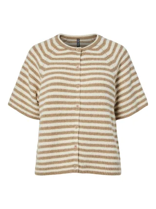 PIECES - PCMALOU SS O-NECK STRIPE CARDIGAN PWP BC - Gr. - XL