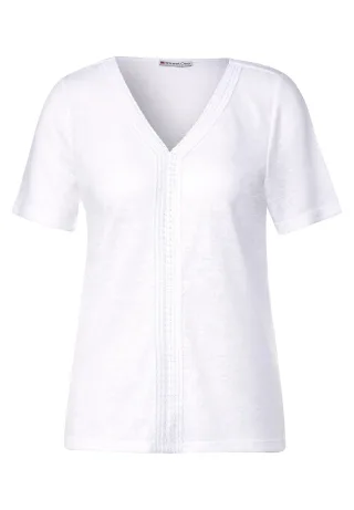 Street One - Leinenlook T-Shirt white - Gr. - 36