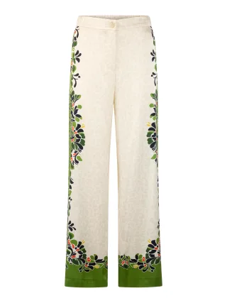 Marc Cain Collections - Fließende Hose WARRI mit Printmix bright ecru - Gr. - 38