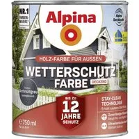 Alpina Wetterschutzfarbe Holzfarbe für außen deckend Anthrazitgrau 750 ml