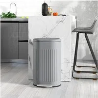 HOMCOM Mülltrennsystem 30L Treteimer mit Deckel Fußpedal herausnehmbarem Inneneimer, für Wohnzimmer, Büro, Grau, 36,5 x 31,2 x 60,8 cm