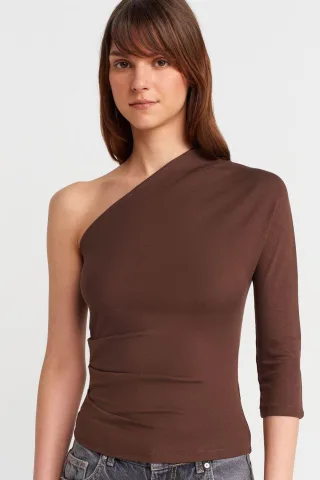 Schulterfreies Cut-out Slim-Fit Bluse