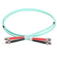 LWL Patchkabel, Duplex, ST > ST Stecker, Multimode OM3 türkis, 2 Meter