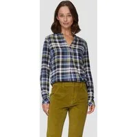 s.Oliver Langarmbluse Bluse Karierte Bluse aus Viskosemix und Krempel-Detail