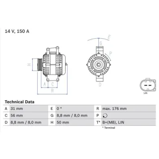 Bosch Lichtmaschine 150A Mercedes 0986047150 3,5