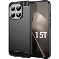 betterfon Handyhülle Carbon Hülle für Xiaomi 15T Backcover TPU Silikon Bumper Schwarz, Carbon-Look – stoßfestes Case mit Air-Cushion & Metall-Optik