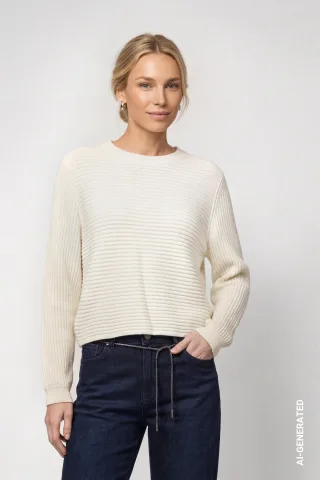 monari - Basic Strickpullover antique white - Gr. - 38