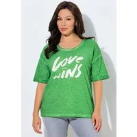 Ulla Popken T-Shirt T-Shirt Schriftdruck Oversized Rundhals Halbarm