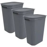 ROTHO Wäschekorb Wäschesammler Brisen 50l mit Deckel (3 St), Luftzirkulation innerhalb der Wäschebox