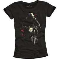 MAKAYA Print-Shirt Motorrad Damen Oberteil – Coole Geschenkidee für Bikerinnen (Schwarz, S, M, L, XL) Baumwolle