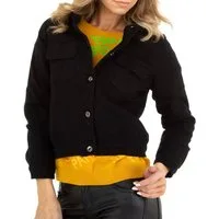 Ital-Design Jeansjacke Damen Freizeit (78176271) Stretch Jeansjacke in Schwarz