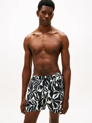 MEDIUM DRAWSTRING PRINT Abstract Hibiscus Black - Gr. - M