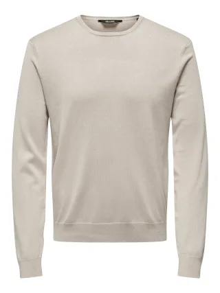 ONLY&SONS - ONSWYLER REG 14 LS CREW KNIT NOOS Silver Lining - Gr. - M