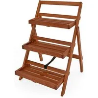 Casaria Pflanzentreppe, 80x59x56cm FSC®-zertifiziertes Akazienholz 3stufig Blumenregal Braun