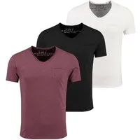 Key Largo T-Shirt Water vintage Look uni Basic MT00780 V-Ausschnitt unifarben kurzarm slim fit