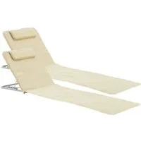 en.casa Gartenliege, Set, 2 St., »Cellorigo« Strandmatte mit verstellbarer Rückenlehne Beige