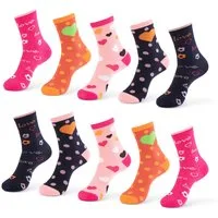 sockenkauf24 Socken 10 Paar Kindersocken für Mädchen lang Kinder Socken mit weichem Bund