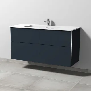 Sanipa 3way Waschtischunterbau zu Duravit ME by Starck Waschtisch mit 4 Auszügen, Marine-Matt BP7271R