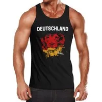 MoonWorks Tanktop Herren Tanktop Deutschland Fanshirt EM WM Fußball Löwe Flagge Germany mit Print