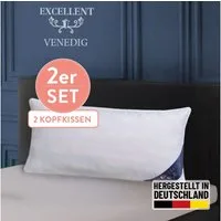 Excellent 3-Kammer-Kopfkissen Venedig, 1-tlg. oder 2 tlg. Hergestellt in Deutschland!, Füllung: weiße neue Daunen und Federn, Klasse I, 60% Daunen / 40% Federn (Außen), weiße neue Federn, Klasse I, 100% Federn (Innen), Bezug: feiner Daunen-Batist, 10