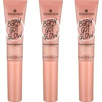 Essence Highlighter BABY GOT GLOW liquid highlighter, 3er Pack, mit Sponge-Applikator