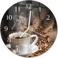 Tulup Wanduhr Wanduhr Dekorative Glasuhr aus Gehärtetem Glas mit Uhrwerk (Kaffee, Braun)