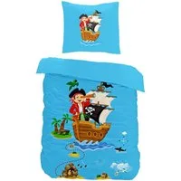 JACK Babybettwäsche 100x135cm Piratenschiff Pirat Schatz, Renforcé, 2 teilig, Babybettwäsche für kleine Piraten und Abenteurer