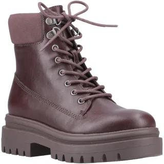 Rocket Dog Danie Kunstleder Damen Dunkelbraune Stiefeletten Mit Absatz Bis Zur Mitte Der Wade