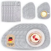Intirilife Platzset, (6-St), 6x Filzunterleger Tischdeckchen Glasuntersetzer Bestecktasche Platzset