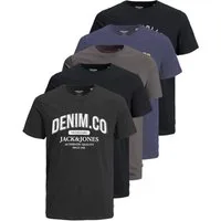 Jack & Jones Print-Shirt Bedrucktes T-Shirt aus Baumwolle (5er-Pack)