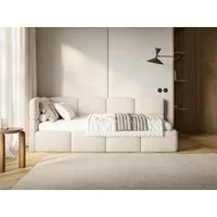 Selsey Jugendbett CLOUDY, mit Lattenrost, Bettkasten und Eck-Kopfteil, Bouclé, 120x200 cm