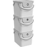 ROTHO Wäschekorb Albula 3er-Set Wäschesammler 40l mit Deckel, Kunststoff (PP recycelt) (Wäschesortiersystem, 3er-Set), Aus rezykliertem Kunststoff