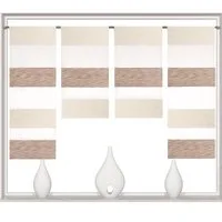 Clever-Kauf-24 Scheibengardine 4-teiliges Mini-Flächenvorhang-Set in beige weiß 2291-13, Stangendurchzug, halbtransparent, Store