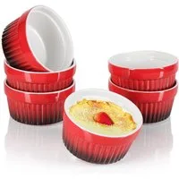 com-four Auflaufform Ragout Fin Schale - Ofenfeste Förmchen in rot, (6-St), Creme Brulee Schälchen - Dessertschale mit je 185 ml
