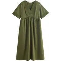 LAURA ASHLEY Midikleid Laura Ashley Midikleid mit Lochstickerei (1-tlg)