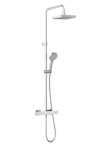 VitrA Base Square Thermostat-Duschsystem mit Kopf- und Handbrause Wandmontage Chrom,A47306EXP A47306EXP