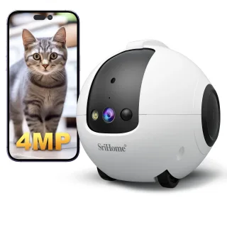 SriHome DH013 4MP HD Smart Pet Camera WiFi Mobile Robot 10000mAh Battery Night Vision Two Way Audio for Monitoring and P