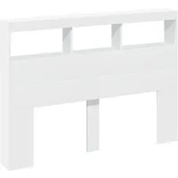 vidaXL Bett LED-Kopfteil mit Ablagen Weiß 140x17x102 cm (1-tlg)