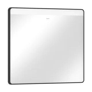 hansgrohe Xarita Lite Q Spiegel 54958670 mit horizontaler LED-Beleuchtung, mattschwarz, B 800 x H 700 x T 30 mm, 8 W