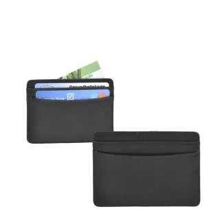 Kartenetui flach Leder schwarz 10x7cm | Sonnenleder Ise Kartenhalter. Das Etui organisiert Ihre Bankkarten und Ausweise sicher in jeder Hosentasche.