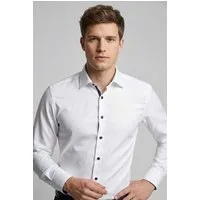 MARVELIS Langarmhemd Businesshemd, New-York-Kentkragen, unifarben, schmale Passform